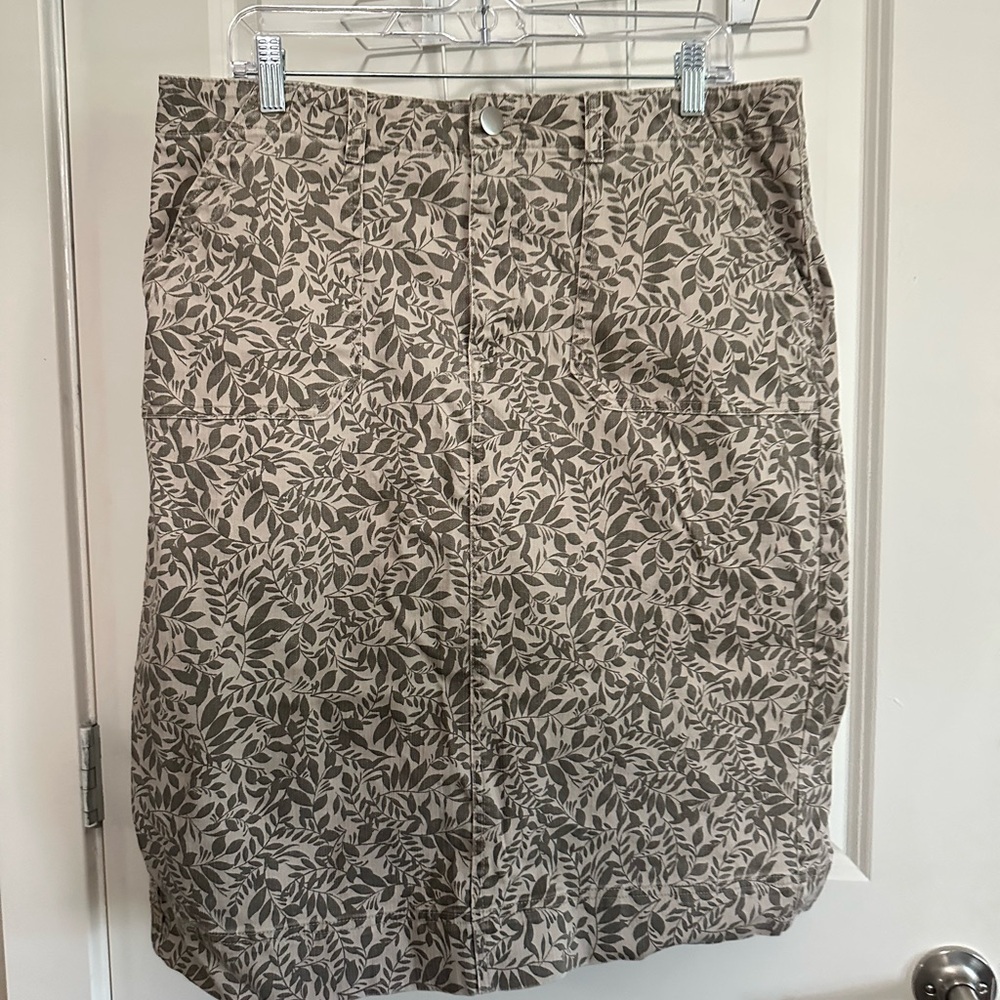 Christopher & Banks Leaf Print Denim Skirt